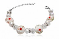 Pulsera cristal Murano Flores Blanco